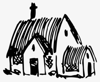 Landslide Drawing Village House - Village House Clipart Black And White #5298281