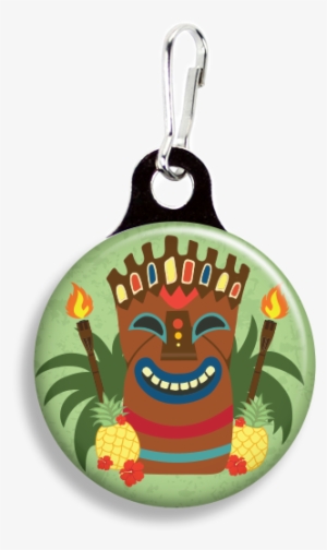 Tiki Statue - Zoogee Pzp1ds-b - Zipper Pulls 3/4" Metal Back #532531
