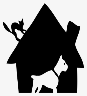 Black House With Dog And Cat Cleaned Up Picture Black - Pet House Clipart Black And White #533685