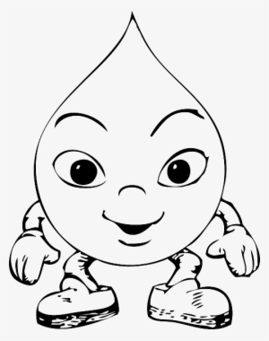 Water, Black, Outline, Drawing, Character, Cartoon - Water Drop Colouring Page #535981