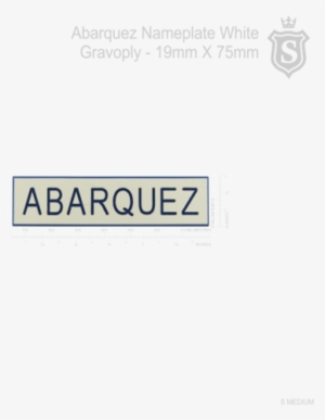 Abarquez Name Plate White Gravoply 75mm - Printing #536050