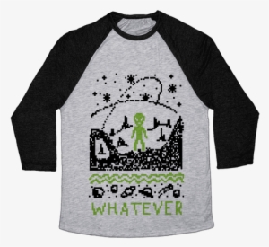Whatever Alien Ugly Christmas Sweater Baseball Tee - Porco Rosso T Shirt #537330