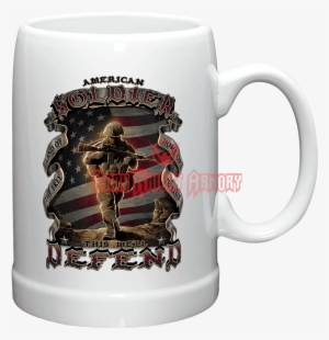 American Soldier Defend Stoneware Mug - Erazorbits Erazor Bits Mm112 20oz American Soldier #538688