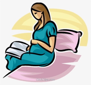 Pregnant Mother Reading A Book In Bed Royalty Free - Pregnancy #539606