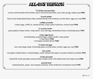 Menu - Sunnies Cafe Megamall Menu #5304108