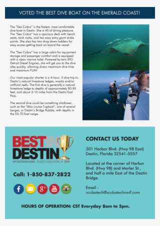 Voted The Best Dive Boat On The Emerald Coast The Sea - Best Of Best All Singles #5306030