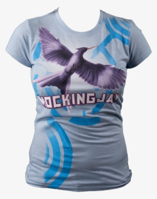 Mockingjay Book Art Blue Female T-shirt - Mockingjay Cover #5330632