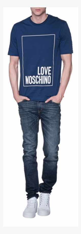 Love Moschinologo Print Blue // Cotton Tee - T-shirt #5340313