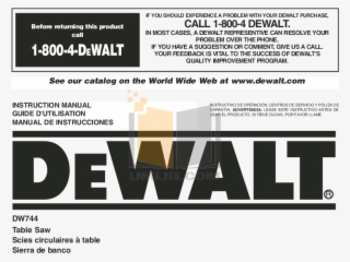 Pdf For Dewalt Other Dw744 Table Saw Manual - Dewalt Dcs391 Manual #5363102