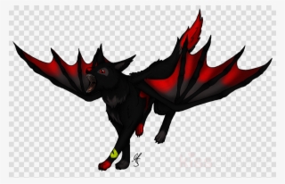 Black And Red Winged Wolf Clipart Dog Black Wolf Red - Anime Wolf With Wings #5379049