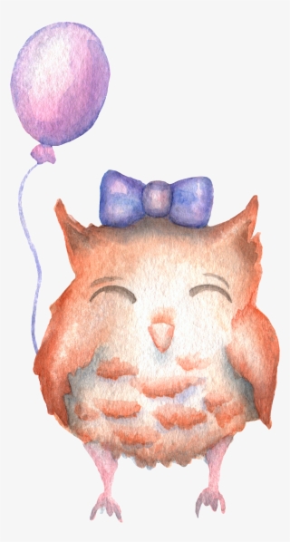 Hand Drawn Owl Transparent Animal Png Holding A Balloon - Portable Network Graphics #5389037