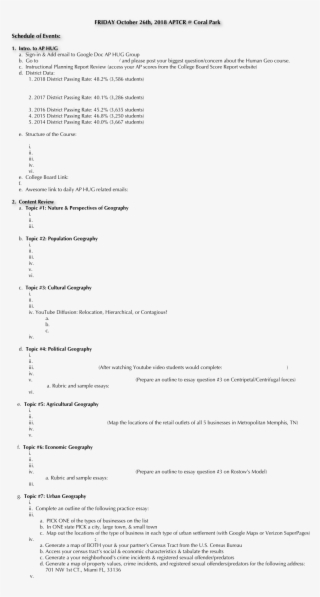 Friday October 26th, 2018 Aptcr @ Coral Park Schedule - Document #5392010