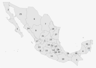 Open - Map Of Mexico States Numbered #5392404