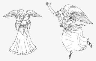 This Free Icons Png Design Of Two Female Angels Line #5393035