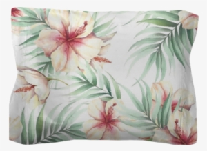 Seamless Pattern With Tropical Flowers And Leaves - Illustration #540122