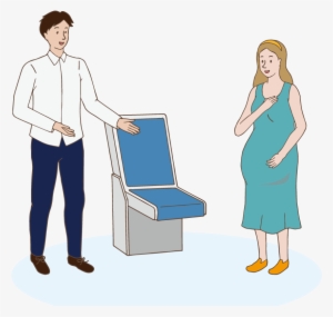 A Man Gives Up His Seat For Pregnant Woman - Cartoon #540125