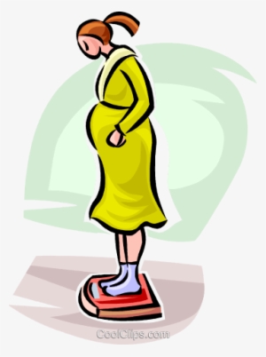 Pregnant Woman On A Scale Royalty Free Vector Clip - Clip Art #540279