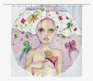 Unique Whimsical Fabric Shower Curtain With Watercolor - Trademark Fine Art 'butterfly Girl' Canvas Art #540380