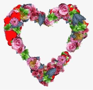 Heart Made Of Colourful Flowers - Heart Flowers Png #541652