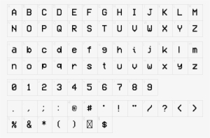 Character Map - Bank Printer Font Free Download #542992