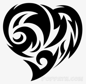 Jpg Black And White Library How To Draw A Heart Tribal - Draw Tribal #543673