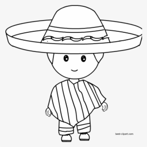 Free Black And White Mexican Boy Clipart - Mexican Clipart Black And White #544396