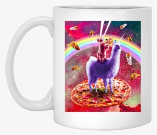 Laser Eyes Outer Space Cat Riding On Llama Unicorn #5400677