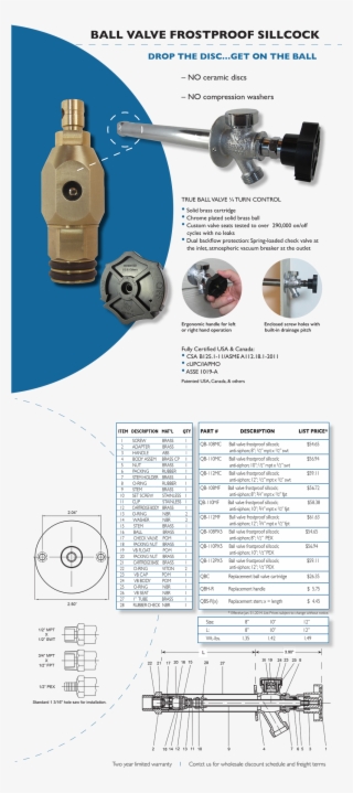 Quarter Ball Llc - Quarter Ball Qb-112mc Frost Proof Sillcock,12 In. L #5413007