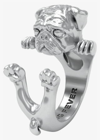 Dog Fever Silver Pug Hug Ring #5417320