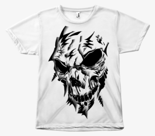 D Abstract Skull Print - T-shirt #5423295
