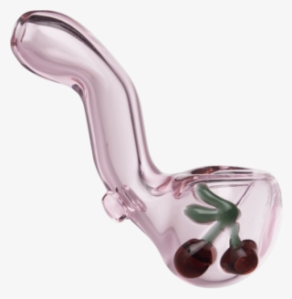 Handblown Glass Sherlock Pipe With Cherry - Tobacco Pipe #5439057