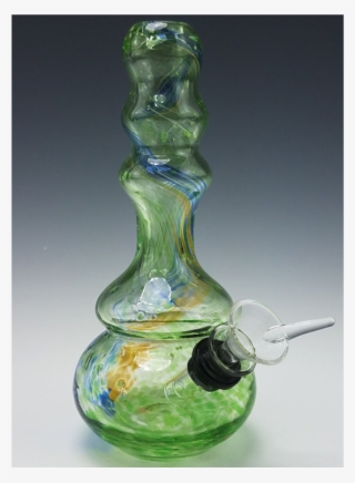 7" Soft Glass Water Pipe With Green Glass By Mile High - Bubble Pipe #5439531