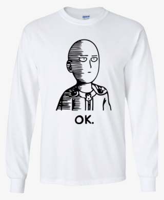 One Punch Man Saitama Ok Long Sleeve T Shirt - Black And White Anime One Punch Man Shirt #5445156