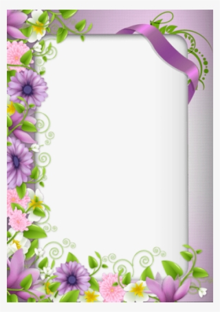 Free Png Photo Frame With Purple Flowers Png Images - 2 Photo Frame Png #5447799