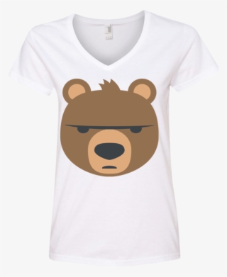 Big Bear Emoji Ladies' V Neck T Shirt #5449523