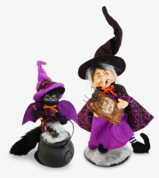 Purple Swirl Hag And Cat - 4in Kitty With Cauldron - Annalee Dolls #5452480
