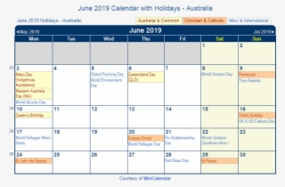 June 2019 Calendar With Australian Holidays To Print - 2019 January Calendar With Holidays #5452695