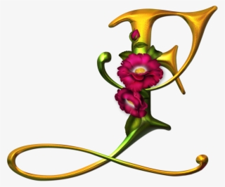 Alfabeto Dorado Con Flores Rosas #5458807