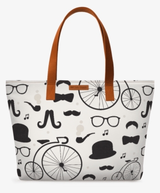 Dailyobjects Hipster Icons Fatty Tote Bag - Mustaches And Bow Ties #5464471