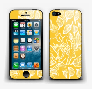 Yellow Flowers Skin Iphone - Body Glove Iphone 5/5s Icon Hybrid Case - Blue / Silver #5467297