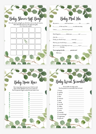 Greenery Foliage Baby Shower Game Pack #5469107