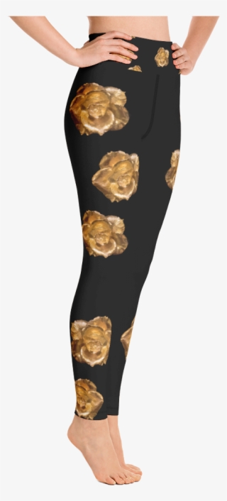 Black Rose Gold Dripping In Gold Yoga Leggings By Ventcri - Cool Rogue Yoga Pants #5469901
