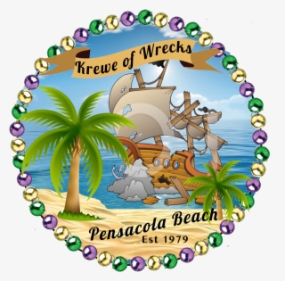 Round Logo Of A Shipwreck Surrounded By Purple, Gold, - Pensacola Grand Mardi Gras Parade #5474880