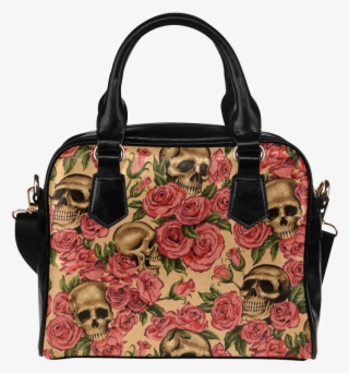 Sugar Skull Floral Flower Shoulder Handbag - Ingbags Fashion Large Tote Shoulder Bag Skull Red Rose #5477338