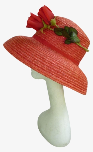 Betmar Red Straw And Roses Vintage Hat Two Red Roses #5480591