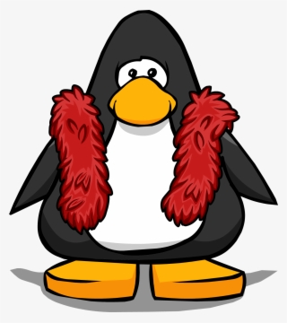 Red Feather Boa From A Player Card - Club Penguin Blue Lei #5480935