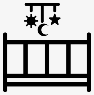 Baby Bed With A Mobile Toy With Hanging Shapes Of Sun - Baby Bed Icon #5481965