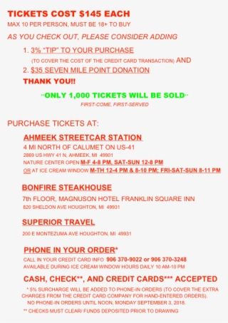 Tickets Cost $145 Each Max 10 Per Person, Must Be 18 - Document #5482233