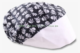 Touca Básica Profissional Caveiras Rock - Touca Profissional Caveiras Rock - Preta Com Aba Branca #5486339