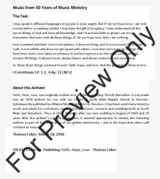 Love Thumbnail Faith, Hope, Love Thumbnail - Gartan Mother's Lullaby Sheet Music #5487815